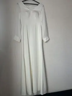 【si様専用】ホワイトロングドレス Vネック 長袖