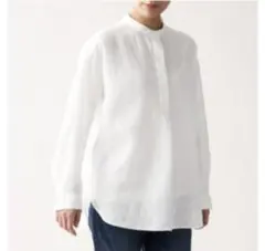 【無印良品】フレンチリネン洗いざらしチュニックxs〜s 白のサムネイル