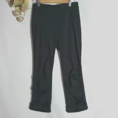 467【パンツ】黒 レディースM  ストレッチ クロップド 春夏 ウエストゴム