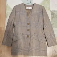 クリスチャンディオール　ヴィンテージ　レディース　ウール　チェック　ジャケット