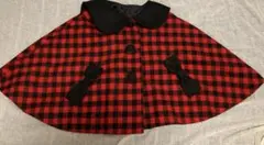 Palette in 黒赤チェック＆リボン　ケープ　ボレロ 120