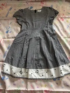 アイアムマリリン　130cm 音符刺繍 チェックワンピース