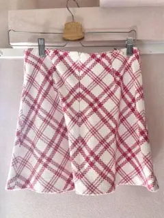 ZARA フレアスカート 白とピンクのチェック柄
