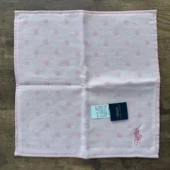 POLO ピンク ドット柄 ハンカチ