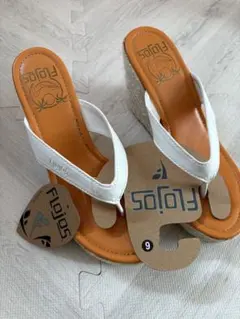 Flojos ホワイト ウェッジサンダル 9