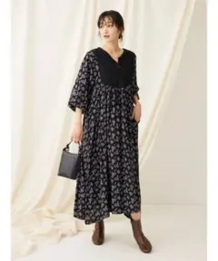 CRAFTSTANDARDBOUTIQUEレーヨンキルト切り替えワンピース