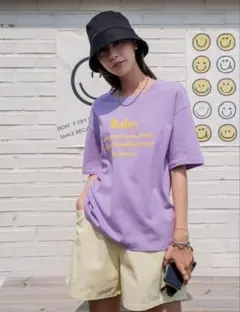 SHEIN DAZY 文字グラフィックTシャツ 紫 トップス トレンド
