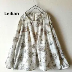 Leilianレリアン　ブラウス　総柄　街並み　ゆったり　大きいサイズ