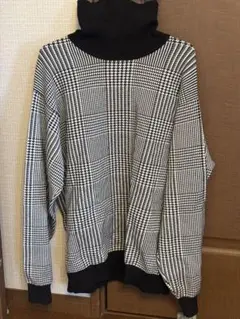 GU ジーユー スムースニットタートルネックセーター (チェック)