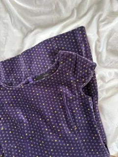 00s ドット柄　紫色 パープル 水玉 ワンピース　ベロア　別珍