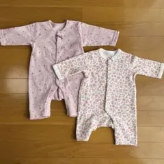 ベビー服　ロンパース　花柄　冬　2点セット　60-70 女の子
