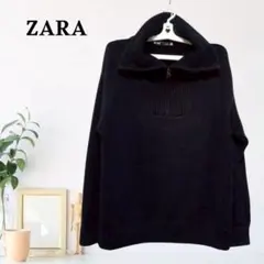 zC262【S】ZARA 袖リブ ニット地 セーター リブ編み タートルネック
