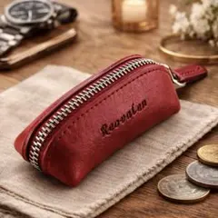 新品 小銭入れ 極小 本革 コインケース YKKファスナー ワインレッド R01