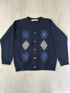 ファミリア　familiar カーディガン　アーガイル　120 ネイビー