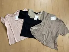 再値下げ新品未使用pairmanon トップス3枚セット130ピンク黒ベージュのサムネイル