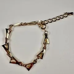 ヴィンテージ ゴールドトーン 幾何学模様 リンクブレスレット アジャスター付き