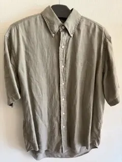 人気★ラルフローレン リネンシャツ 半袖 麻100% カーキ M 古着