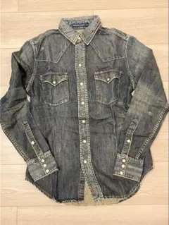 美品RalphLaurenDenimヴィンテージ加工 ウエスタンデニムシャツ6