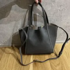 SALOON 2wayスタッズミニトートバッグ ショルダー グレー