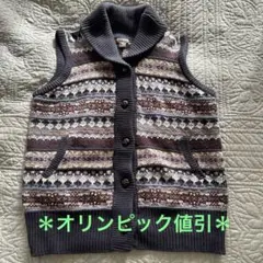 Eddie Bauer ニットベスト PL ネイビー系