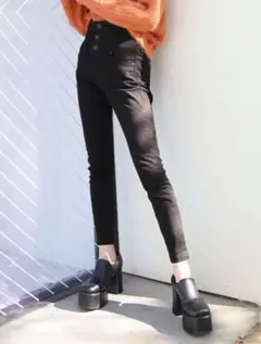 EMODA ハイウエストスキニー ブラック S