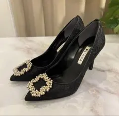 DIANA/Diana/【美品】パール装飾付きブラックハイヒール