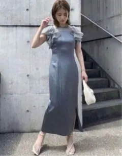 FRAY I.D フリルスリーブコンビドレス