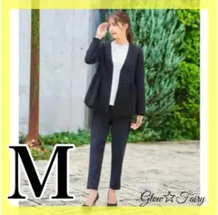 セットアップ パンツスーツ 卒業式 入学式 ママコーデ 体型カバー ネイビー