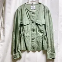 coen ノーカラージャケット グリーン