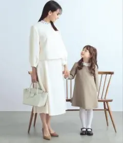 【B:MING by BEAMS】セレモニー レースカラー ワンピース ベージュ