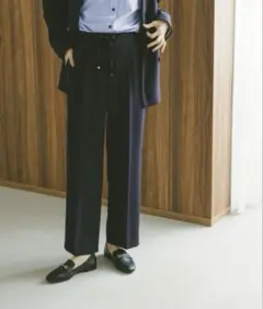 新品　グローバルワーク　ウツクシルエットイージーWクロスストレートパンツ　L
