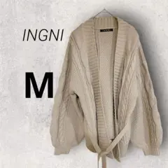 イング　ベージュ ケーブルニット カーディガン　羽織り　コート　防寒　あったか