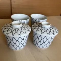 茶碗蒸し食器　中古　有田　景山　4個セット　蓋は2個のみ蓋にカケヨゴレお値下げ中