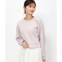 ミッシュマッシュ　ビジュー釦クロップドスウェット