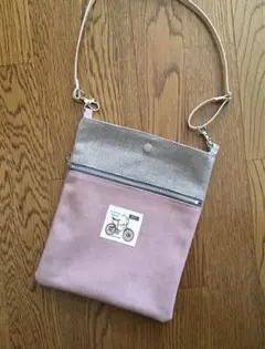 【ハンドメイド】サコッシュ・・8号帆布　斜めがけショルダー　ポシェット　ピンク