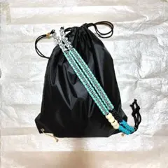 パラコード ナップサック Y2K テック系 ハンドメイド ワンショルダー 白水黒