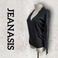 JEANASIS Vネックニット トップス 薄手ニット (М) ダークグレー