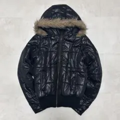 y2k ファー ダウンジャケット S 平成ギャル アーカイブ 短丈 リブ