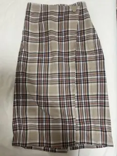 【5/31まで限定販売】レトロチェック柄 ブラウン系　タイトスカート ひざ丈