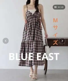 BLUE EAST チェック柄サイドリボンキャミワンピース