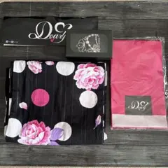 最終価格　早い者勝ち　浴衣　黒地水玉花柄　帯・アクセサリーセット