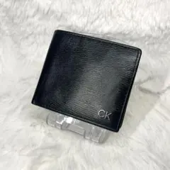 【極美品】CK 黒 レザー 二つ折り財布