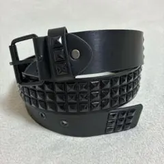オールブラック】3連 ピラミッド スタッズベルト 黒 パンク ロック