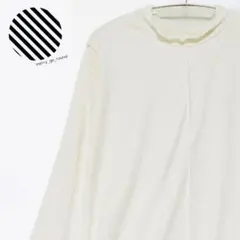 【4L】新品未使用 オフホワイト薄手カットソー コットン80% フリル 重ね着