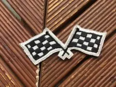 【70's チェッカーフラッグ ワッペン】ビンテージ ホットロッド