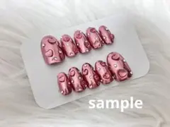 【ジェルネイルチップ　No.69】ハートミラーネイル