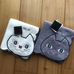 アナスイ タオルハンカチ (白猫・グレー猫) 「新品」サイズ　28×28cm