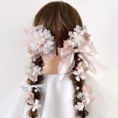 成人式 結婚式 卒業式 髪飾り 前撮り ヘアアクセサリー ツインテール -387
