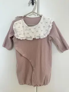 mamaraku バースデイ ベビー 新生児 カバーオール リボン ピンク 長袖