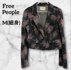 Free People フラワープリントショート丈テーラードジャケットストレッチ
